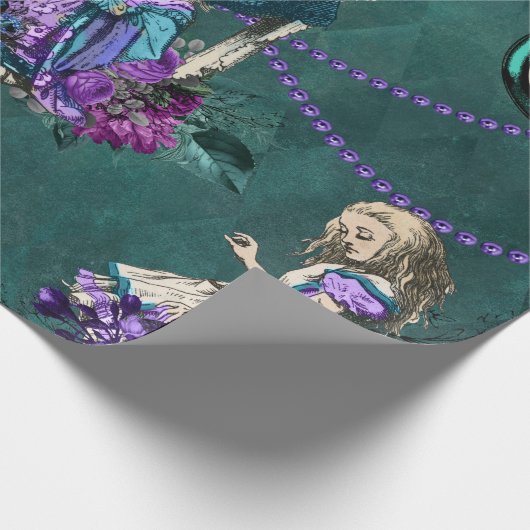  donkergroene Alice in Wonderland Cadeaupapier (Hoek)
