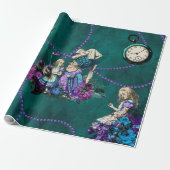  donkergroene Alice in Wonderland Cadeaupapier (Uitgerold)