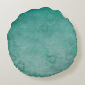 Donkergroene Aquarel Persoonlijke Monogram Dekkuss Rond Kussen (Achterkant)