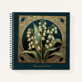 Donkergroene Art Nouveau Convallaria majalis Notitieboek