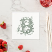 Donkergroene "B" Monogram Cocktailservetjes Servet (Insitu)