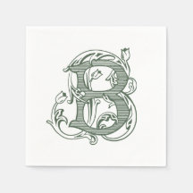 Donkergroene "B" Monogram Cocktailservetjes