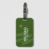 Donkergroene Bagagelabel voor reizigers met naam (Voorkant (verticaal))