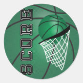 Donkergroene Basketball Ronde Sticker (Voorkant)