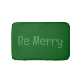 Donkergroene "Be Merry" badmat met optionele tekst