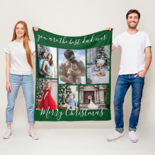 Donkergroene beste pap ooit prettige kerstfoto fleece deken