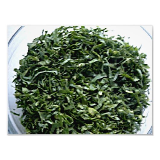 Donkergroene bladgroenten gesneden spinazie foto afdruk (Voorkant)