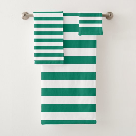 Donkergroene blauwe kleurenstripjes zomer bad handdoek (Insitu)