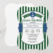 Donkergroene blauwe Nautische Baby shower Kaart (Voorkant / Achterkant)