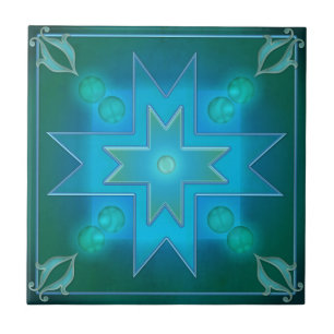 Donkergroene Blauwgroen geometrische keuken- of ba Tegeltje