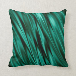 Donkergroene blauwgroen satijngolven kussen