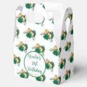 Donkergroene bloemen 21e verjaardag bedankdoosjes (Geopend)