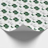 Donkergroene bloemen en zilveren kronen cadeaupapier (Hoek)
