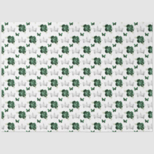 Donkergroene Bloemen en Zilveren Kronen Tissuepapier