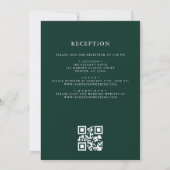 Donkergroene Bloemenkam Monogram Huwelijk QR Code Kaart (Achterkant)