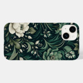 Donkergroene bloemmotief in smaragdgroen Case-Mate iPhone case (Achterkant (horizontaal))
