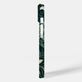 Donkergroene bloemmotief in smaragdgroen Case-Mate iPhone case (Achterkant / Links)