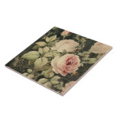 Donkergroene Blush Roos Tegeltje (Zijkant)