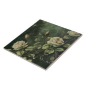 Donkergroene Blush Roos  Tegeltje (Zijkant)