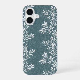 Donkergroene botanische bladwingerd telefoon kunst iPhone 16 hoesje