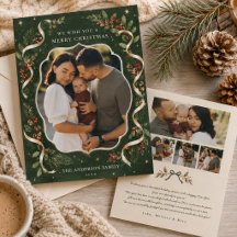 Donkergroene botanische familiefoto met vintage li