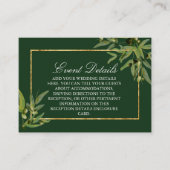 Donkergroene botanische gouden bruiloft evenement  informatiekaartje (Voorkant)