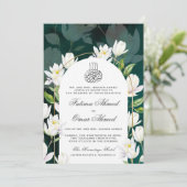 Donkergroene botanische islamitische moslim bruilo kaart (Staand voorkant)