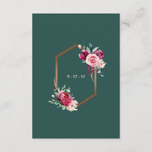 Donkergroene, Bourgogne & Blush Boho - Kaart met d (Achterkant)