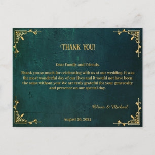  donkergroene bruiloft dank u briefkaart