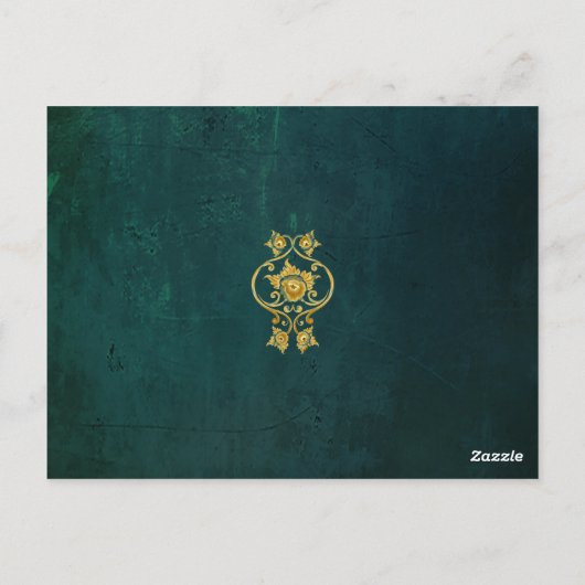 donkergroene bruiloft dank u briefkaart (Achterkant)