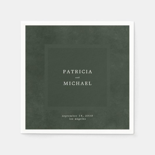 Donkergroene bruiloft eenvoudige moderne elegant servet (Voorkant)