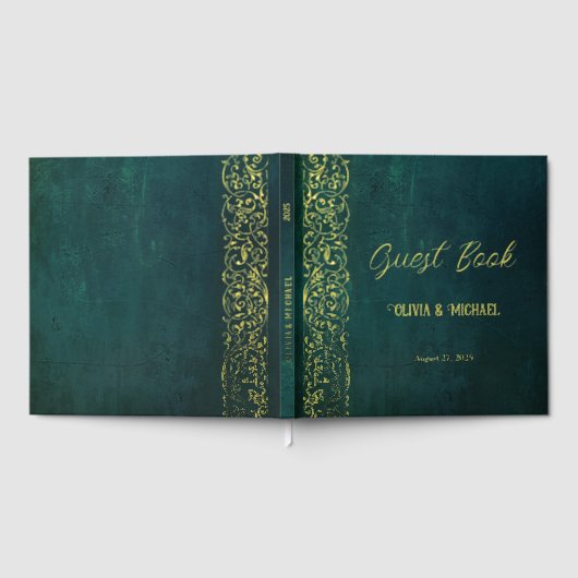 donkergroene bruiloft gastenboek (Volledig)