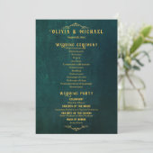 donkergroene bruiloft programmakaart (Staand voorkant)