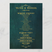 donkergroene bruiloft programmakaart (Voorkant)