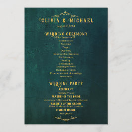  donkergroene bruiloft programmakaart
