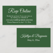 Donkergroene bruiloft RSVP Online Elegant Eenvoudi Informatiekaartje (Voorkant / Achterkant)