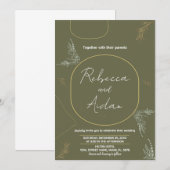 Donkergroene bruiloft uitnodigingen (Voorkant / Achterkant)