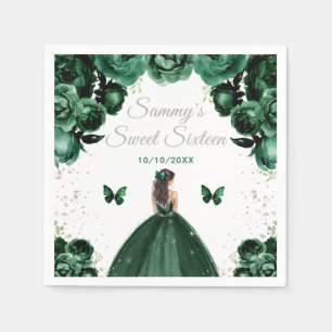 Donkergroene Brunette Hair Princess Sweet Sixteen Servet