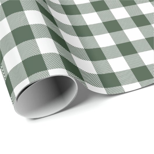 Donkergroene Buffel Check Kerstmis Cadeaupapier (Rol Hoek)
