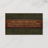 Donkergroene Burlap Linen Rustic Jute Kijk Leder Visitekaartje (Achterkant)