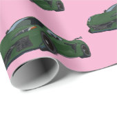 Donkergroene C8 Corvette Sports Car Hand getekend Cadeaupapier (Rol Hoek)