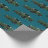 Donkergroene C8 Corvette Sports Car Hand getekend Cadeaupapier (Hoek)