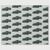 Donkergroene C8 Corvette Sports Car Hand getekend Cadeaupapier (Vlak)