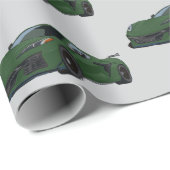 Donkergroene C8 Corvette Sports Car Hand getekend Cadeaupapier (Rol Hoek)