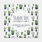 Donkergroene cactus Pattern Rustic Wedding Magneet (Voorkant)