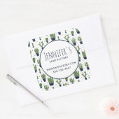 Donkergroene cactus woestijnpatroon Business Vierkante Sticker (Envelop)