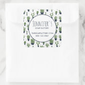 Donkergroene cactus woestijnpatroon Business Vierkante Sticker (Tas)