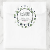 Donkergroene cactus woestijnpatroon kaars zeep geu ronde sticker (Tas)