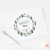 Donkergroene cactus woestijnpatroon keuken ronde sticker (Envelop)
