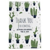 Donkergroene cactus woestijnpatroon verjaardagsgun medium cadeauzakje (Achterkant)